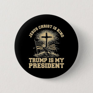 Chapa Redonda De 5 Cm Jesucristo es rey Trump es mi presidente