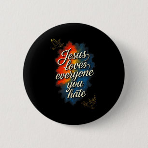 Chapa Redonda De 5 Cm Jesús Ama a Todos - Mensaje de Fe Cristiana
