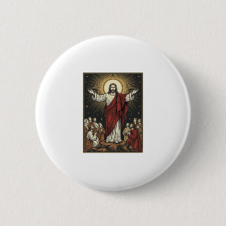 Chapa Redonda De 5 Cm Jesús Antiguo Gloria Radiante Grabado Cristiano De