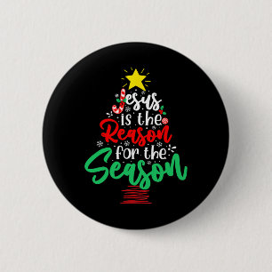 Chapa Redonda De 5 Cm Jesús cristiano es la razón de la Navidad árbol de