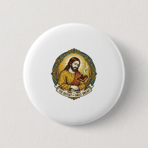 Chapa Redonda De 5 Cm Jesús Derrotado Fumando Tostadas Quemadas Desayuno