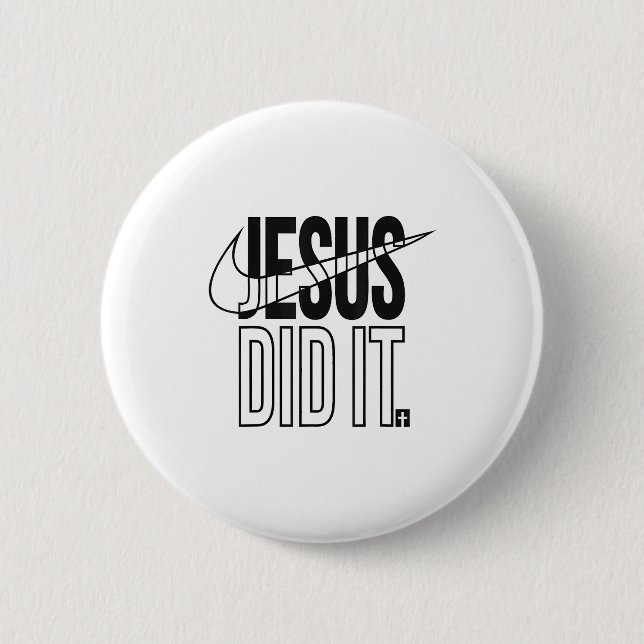 Chapa Redonda De 5 Cm Jesus Did It Religious Cross Christian  (Anverso)