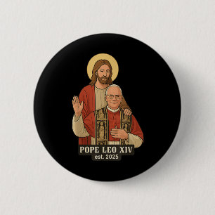 Chapa Redonda De 5 Cm Jesús Dios bendiga al Papa León Xiv