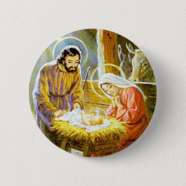 Chapa Redonda De 5 Cm Jesús en la natividad del navidad del pesebre