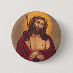 Chapa Redonda De 5 Cm Jesús es coronado con una corona de espinas
