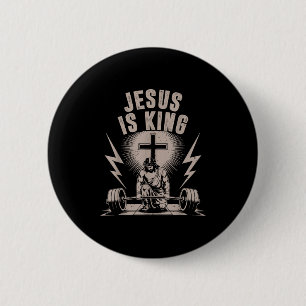 Chapa Redonda De 5 Cm Jesús Es El Rey Barbell Cruza Gracioso Trabajo Cri