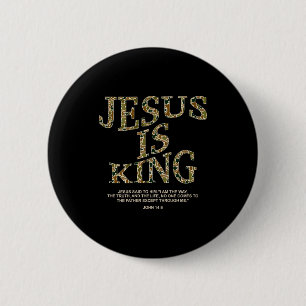 Chapa Redonda De 5 Cm Jesús es el Rey Camuflaje Cruz Cristiana Dios Fe B