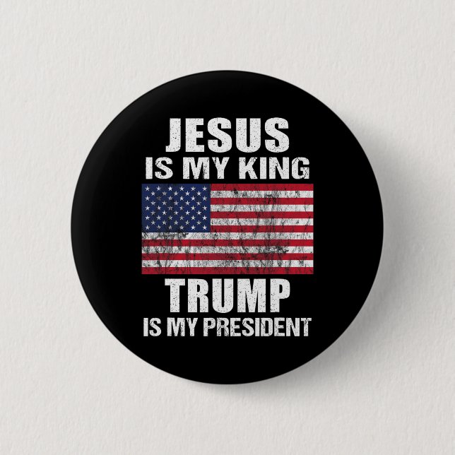 Chapa Redonda De 5 Cm Jesús Es Mi Rey Trump Es Mi Presidente (Anverso)