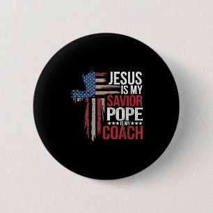 Chapa Redonda De 5 Cm Jesús Es Mi Salvador El Papa Es Mi Coach Religioso