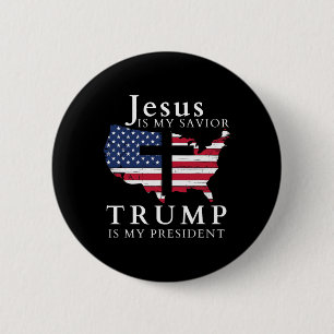 Chapa Redonda De 5 Cm Jesús Es Mi Salvador Trump Es Mi Presidente