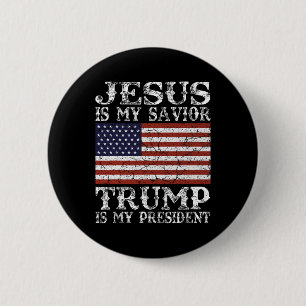 Chapa Redonda De 5 Cm Jesús es mi salvador Trump es mi presidente 