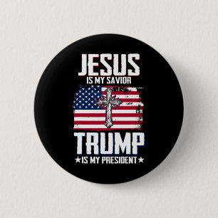 Chapa Redonda De 5 Cm Jesús es mi salvador Trump es mi presidente 2 