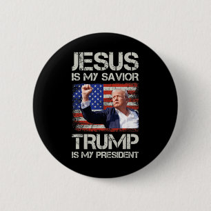 Chapa Redonda De 5 Cm Jesús es mi salvador Trump es mi presidente americ