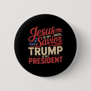 Chapa Redonda De 5 Cm Jesús es mi salvador Trump es mi presidente Bíblic