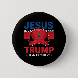 Chapa Redonda De 5 Cm Jesús es mi salvador Trump es mi presidente cristi