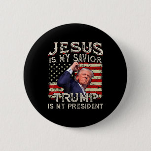 Chapa Redonda De 5 Cm Jesús Es Mi Salvador Trump Es Mi Presidente Estado