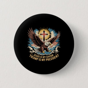 Chapa Redonda De 5 Cm Jesús es mi salvador Trump es mi presidente partid