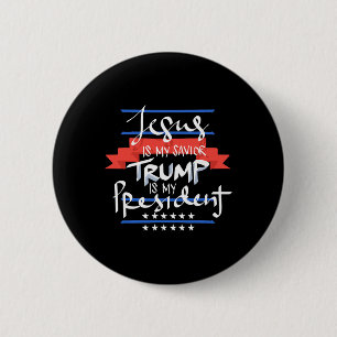 Chapa Redonda De 5 Cm Jesús es mi salvador Trump es mi presidente Patrió