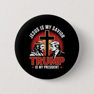 Chapa Redonda De 5 Cm Jesús Es Mi Salvador Trump Es Mi Presidente Pro-tr