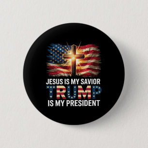 Chapa Redonda De 5 Cm Jesús Es Mi Salvador Trump Es Mi Presidente Protru