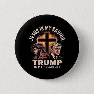 Chapa Redonda De 5 Cm Jesús es mi salvador Trump es mi presidente Religi