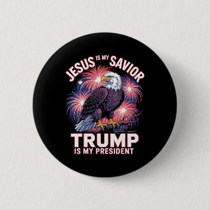 Chapa Redonda De 5 Cm Jesús Es Mi Salvador Trump Es Mi Presidente Religi