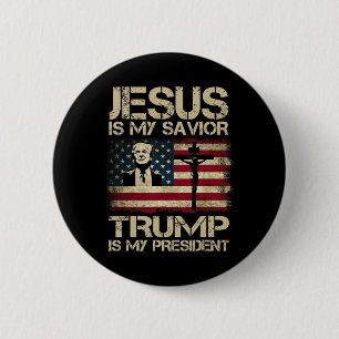 Chapa Redonda De 5 Cm Jesús es mi salvador Trump es mi presidente Trump