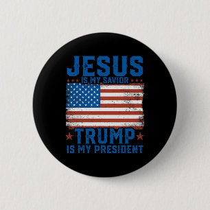 Chapa Redonda De 5 Cm Jesús es mi salvador Trump es mi presidente Trump