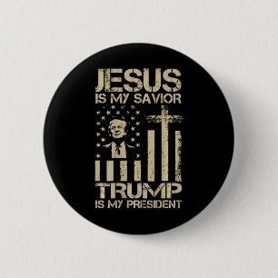 Chapa Redonda De 5 Cm Jesús Es Mi Salvador Trump Es Mi Presidente Trump