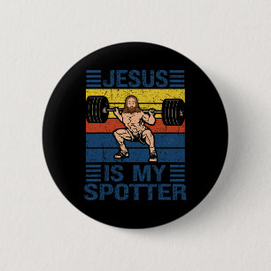 Chapa Redonda De 5 Cm Jesús Es Mi Spotter Christian Gym Workout Weightli