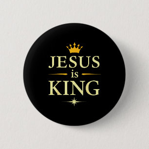 Chapa Redonda De 5 Cm Jesús Es Rey _ Diseño De Fe Cristiana 