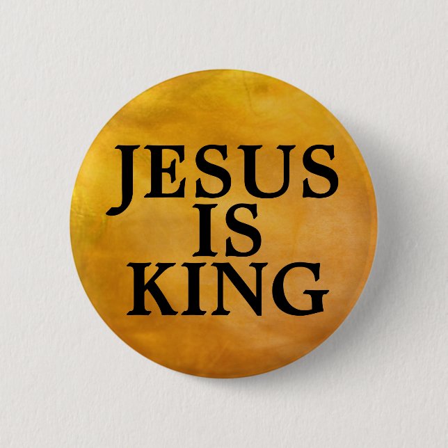 CHAPA REDONDA DE 5 CM JESUS IS KING (Anverso)