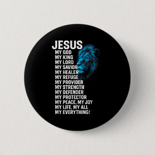 Chapa Redonda De 5 Cm Jesús - León Rey Cristiano Señor Salvador Fe