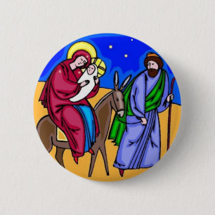 Chapa Redonda De 5 Cm Jesús María José Natividad Arte Retro Pin de Navid