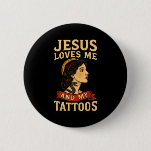 Chapa Redonda De 5 Cm Jesús me ama y mis tatuajes _3