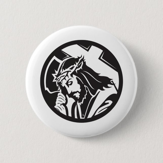 Chapa Redonda De 5 Cm Jesús que lleva la cruz (Anverso)