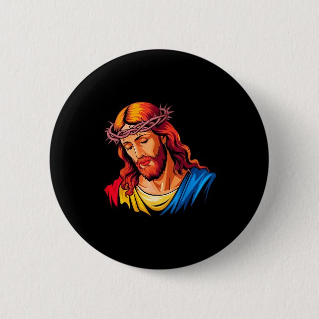 Chapa Redonda De 5 Cm Jesus Rtrait Art Christian Religious  (Anverso)