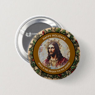 Chapa Redonda De 5 Cm Jesús Rústico Vintage es la Razón de la Temporada