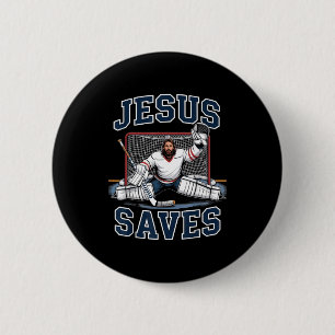 Chapa Redonda De 5 Cm Jesús salva equipo de hockey jugador Dios amantes