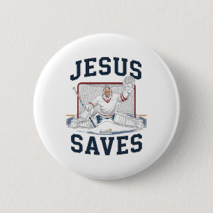 Chapa Redonda De 5 Cm Jesús salva equipo de jugadores de hockey Dios ama