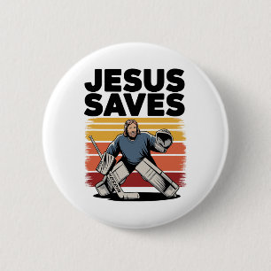 Chapa Redonda De 5 Cm Jesús Salva - Hockey Religioso Cristiano Vintage