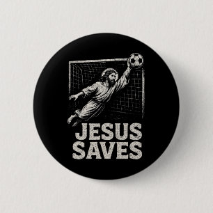 Chapa Redonda De 5 Cm Jesús Salva - Portero de Fútbol Cristiano Inspirad