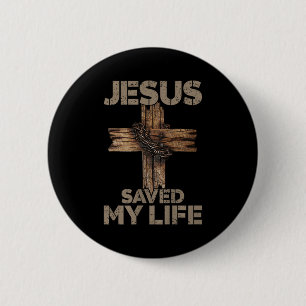 Chapa Redonda De 5 Cm Jesús Salvó Mi Vida Cruz Cristiana Dios Fe Biblia