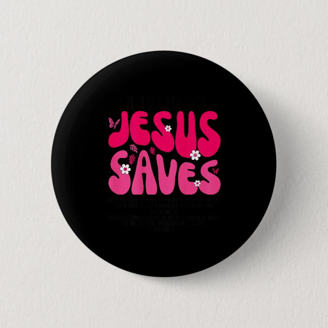 Chapa Redonda De 5 Cm Jesus Saves Bible Verse Christian Faith Religious  (Anverso)
