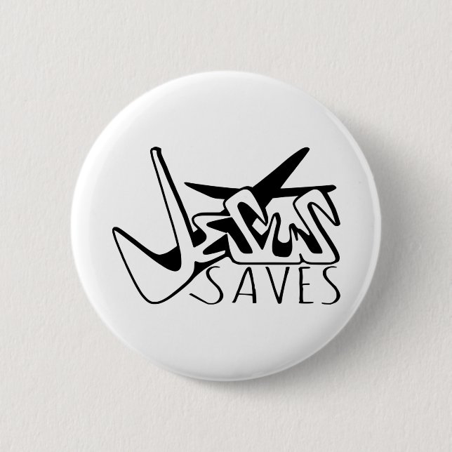 CHAPA REDONDA DE 5 CM JESUS SAVES GRAFFITI (Anverso)
