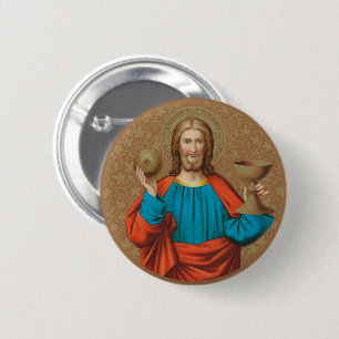 Chapa Redonda De 5 Cm Jesús sosteniendo la Eucaristía (SNV 050)