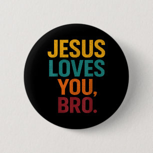 Chapa Redonda De 5 Cm Jesús Te Ama Bro Gracioso Niño Joven Cristiano
