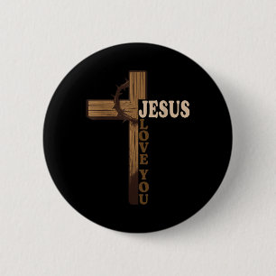 Chapa Redonda De 5 Cm Jesús Te Ama Cruz Cristiana Dios Fe Biblia Pra