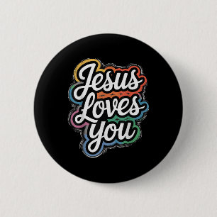 Chapa Redonda De 5 Cm Jesús te ama - Fe cristiana y campeón; Ama Messa