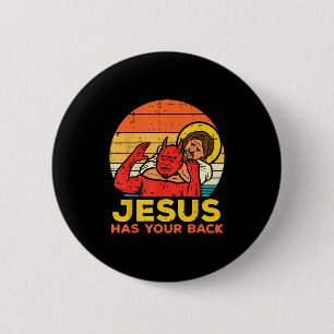Chapa Redonda De 5 Cm Jesús Tiene La Espalda - Escaramuza Retro De Jesús
